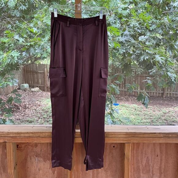 Aritzia Babaton Refined Cargo Pant Brown Satin Size 2 - Picture 1 of 9